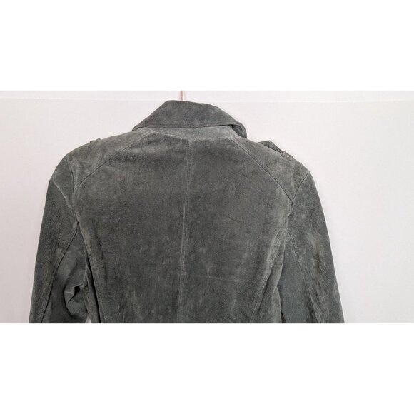 Marc New York by Andrew Marc sz. M Suede Genuine Leather Belted Moto Jacket Coat - Picture 9 of 14